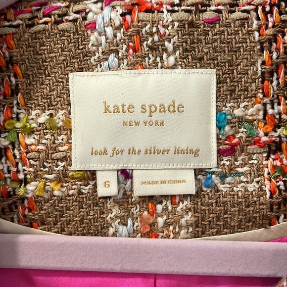 Kate Spade New York - Cute Blazer - Size 6 - Tweed Pink & Tan - Picture 9 of 10